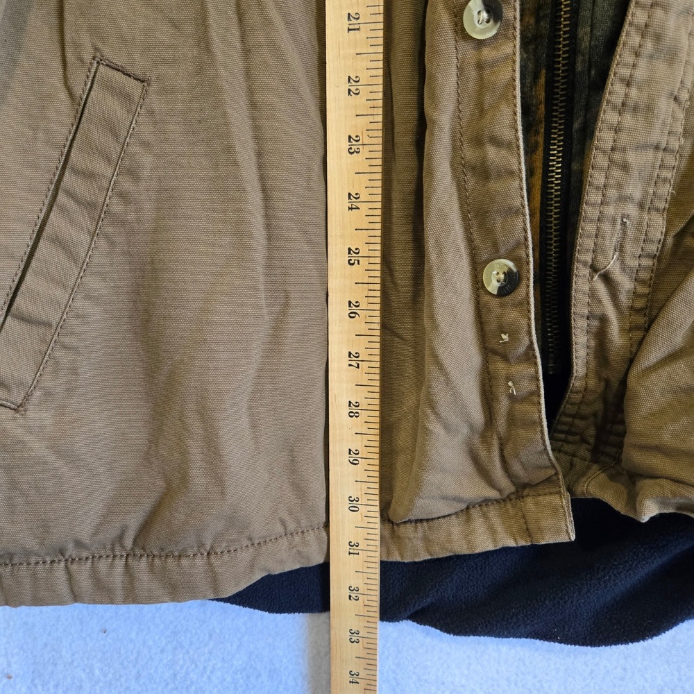 Buckhorn River Mens XL Brown Canvas Camo Lined Hooded Work Jacket Coat B#332 - Picture 8 of 10